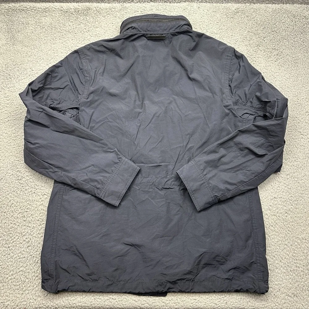 Coach F85329 Mens Large Navy Blue‎ Field Jacket Full Zip Coat w/ Stowable Hood